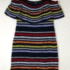 Eloquii Knit Crochet Color Pattern Off Shoulder Dress Mini Size 18/20 NWOT